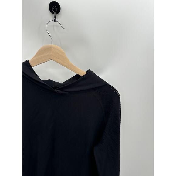 Zyia Black Compression Mesh Detail Hoodie Sweatshirt Pullover Womens Size Medium - Picture 4 of 6
